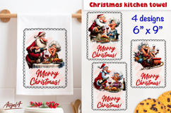 Merry Christmas tea towel sublimation Old lady, Santa Claus Product Image 1