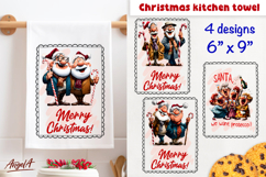 Merry Christmas tea towel sublimation Happy elderly people Product Image 1