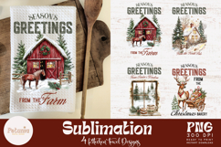 Retro Farmhouse Christmas Sublimation PNG designs being used as trendy Christmas kitchen towel print