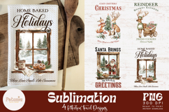 Retro farmhouse Christmas sublimation png designs being used as Christmas Kitchen Towels print