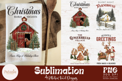 Retro Farmhouse Christmas Sublimation PNG designs being used as trendy Christmas kitchen towel print