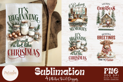 Christmas retro sublimation design being used as a trendy farmhouse Christmas kitchen towel print