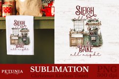 Christmas png sublimation design being used as a Christmas kitchen towel print