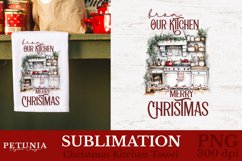 Christmas png sublimation design being used as a Christmas kitchen towel print