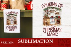 Christmas png sublimation design being used as a Christmas kitchen towel print