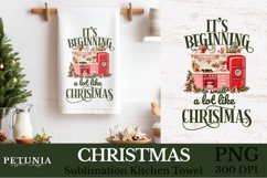 Christmas tea towel design being used as Christmas Kitchen towel sublimation print