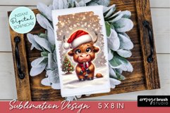 Christmas Kitchen Towel Sublimation, Highland Cow Tea Towel 