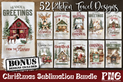 Trendy Retro Farmhouse png designs being used as trend Christmas farmhousekitchen towel prints