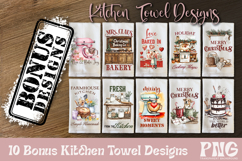 Trendy Retro Farmhouse png designs being used as trend Christmas farmhousekitchen towel prints