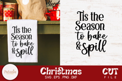 Funny Christmas kitchen towel SVG cut file for Cricut and Silhouette projects being used as Christmas kitchen decor as a tea towel print