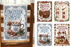 Christmas Kitchen Towels PNG Sublimation Designs 4 Files Product Image 1