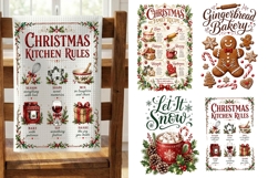 Christmas Kitchen Towels PNG Sublimation Designs 4 Files Product Image 1