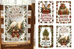 Christmas Kitchen Towels PNG Sublimation Designs 4 Files Product Image 1