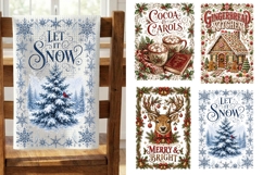 Christmas Kitchen Towels PNG Sublimation Designs 4 Files Product Image 1