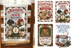 Christmas Kitchen Towels PNG Sublimation Designs 4 Files Product Image 1