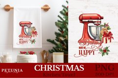 Christmas sublimation designs being used as Christmas kitchen towel print