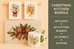 Christmas Kitchen Set, cutting board, Christmas towel, mug Product Image 1