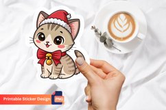 Christmas Kitten Sticker, Festive Kitten Sticker, Kitten Art Product Image 1
