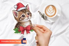 Christmas Kitten Sticker, Festive Kitten Sticker, Kitten Art Product Image 1