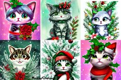 Christmas Cat Sublimation Design Bundle, Cat Scrapbooking Product Image 3