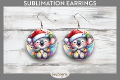 Christmas Koala v2 Entangled in Lights Round Earrings Sublim Product Image 1