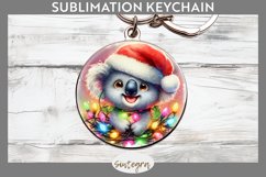 Christmas Koala v3 Entangled in Lights Round Keychain Sublim Product Image 1