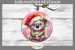 Christmas Koala v4 Entangled in Lights Round Keychain Sublim Product Image 1
