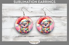 Christmas Koala v4 Entangled in Lights Round Earrings Sublim Product Image 1