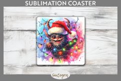 Christmas Krampus v1 Entangled in Lights Square Coaster PNG Product Image 1