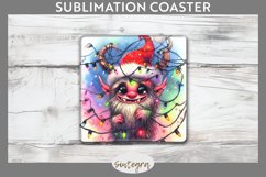 Christmas Krampus v2 Entangled in Lights Square Coaster PNG Product Image 1