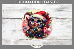 Christmas Krampus v3 Entangled in Lights Round Coaster PNG Product Image 1