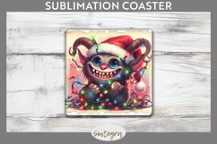 Christmas Krampus v3 Entangled in Lights Square Coaster PNG Product Image 1