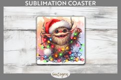 Christmas Krampus v4 Entangled in Lights Square Coaster PNG Product Image 1