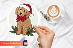 Christmas Labradoodle Sticker, Christmas Dog Sticker Product Image 1