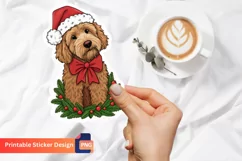 Christmas Labradoodle Sticker, Christmas Dog Sticker Product Image 1