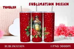 Watercolor Christmas lantern Tumbler Sublimation png Product Image 1