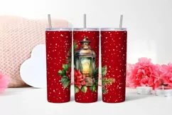 Watercolor Christmas lantern Tumbler Sublimation png Product Image 2