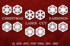 Laser Cut Christmas Earrings SVG. Snowflakes Earrings SVG Product Image 1
