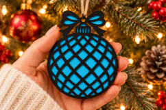 Christmas Lattice Ornament SVG, Laser Cut Bow Bauble Product Image 1