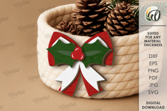 Christmas Layered Bow Laser Cut. Christmas Decor SVG Product Image 1