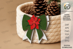 Christmas Layered Bow Laser Cut. Christmas Decor SVG Product Image 1