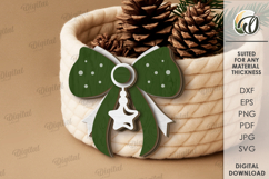 Christmas Layered Bow Laser Cut. Christmas Decor SVG Product Image 1