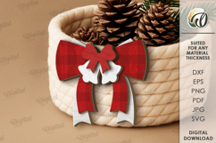 Christmas Layered Bow Laser Cut. Christmas Decor SVG Product Image 1