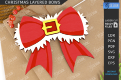 Christmas Layered Bow Laser Cut Bundle|3D Gift Bows|Xmas SVG Product Image 12