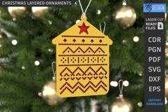 Christmas Ornaments Laser Cut Bundle|Xmas Layered Tree Toys Product Image 6
