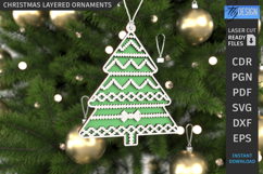 Christmas Ornament Laser Cut|3D Xmas Tree Toy|Layered Design Product Image 1
