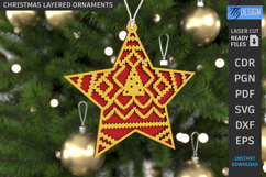 Christmas Ornaments Laser Cut Bundle|Xmas Layered Tree Toys Product Image 12