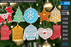 Christmas Ornaments Laser Cut Bundle|Xmas Layered Tree Toys Product Image 1