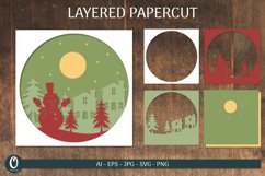 Christmas Layered Paper Cut, SVG template Product Image 1