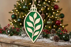 Christmas Leaf Ornament SVG, Green Laser Cut Bauble Design Product Image 2